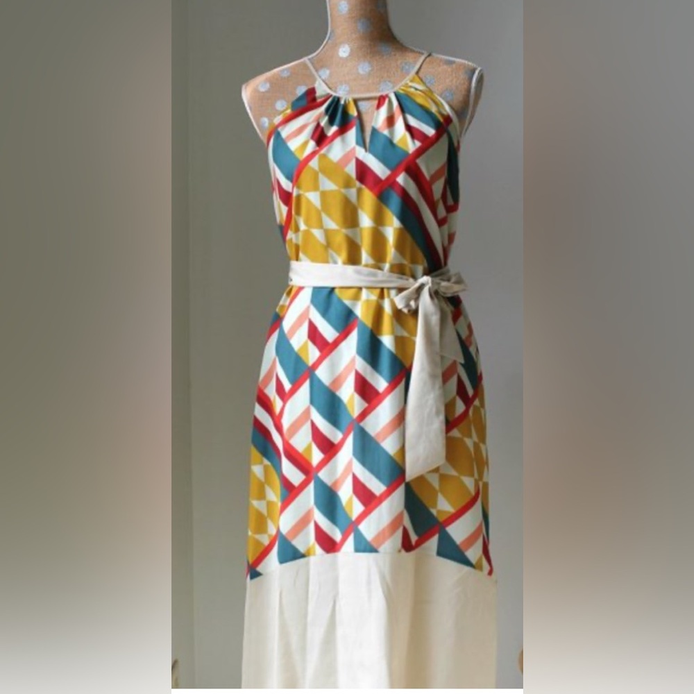 Outback Red The Limited Halter Midi Dress Geometric Vintage Tie Belt Medium